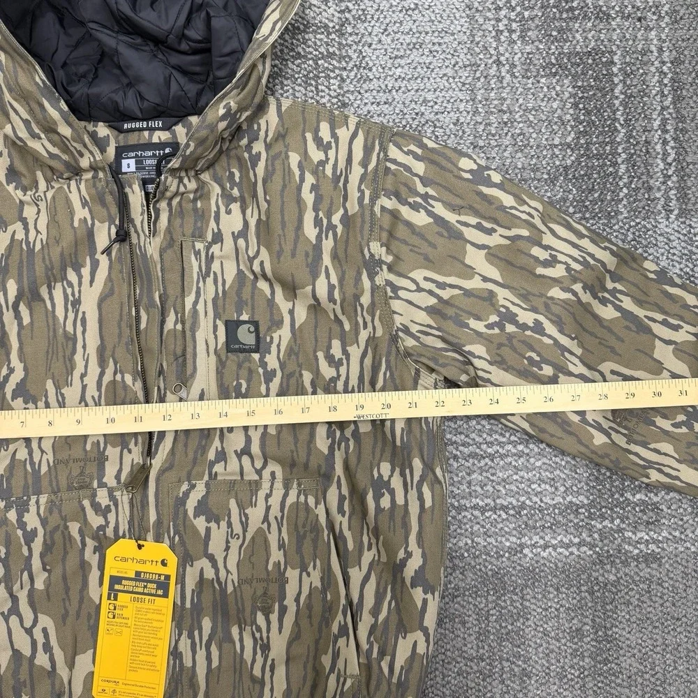 Carhartt Jacket Mens Small BottomLand Camo Rugged Flex‎ Duck Insulated Loose Fit